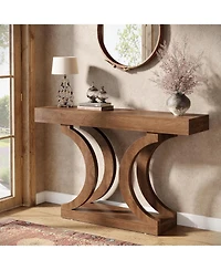 Tribesigns 43.31-Inch Farmhouse Console Table for Entryway, Unique Narrow Sofa Table Behind The Couch with Curved Legs