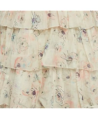 Pre-Owned Zimmermann Women's White Floral Print Broderie Anglaise Tiered Halliday Gown