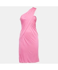 Pre-Owned Versace Women's Pink Jersey Draped Strapless Mini Dress