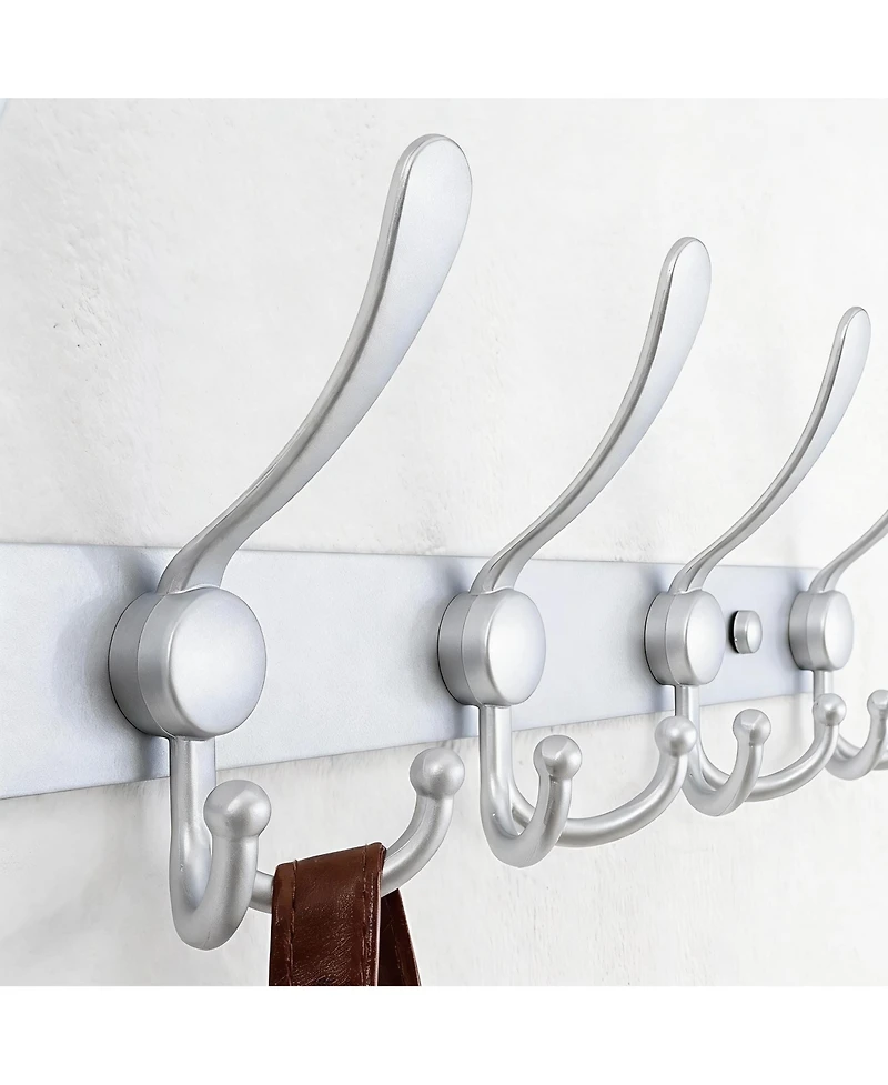 Yigii Heavy Duty Stainless Steel 5-Tri Hook Wall Rack for Hats, Coats, Towels, Silver