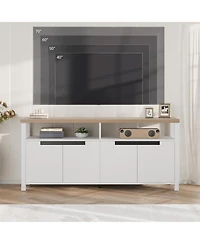 gaomon Farmhouse Tv Stand for Up to 65 Inches, Long Entertainment Center with 4 Door & Open Shelf