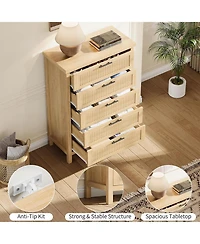 gaomon Fluted Dresser for Bedroom with 5 Drawers, 42.9 in Tall Chest of Large Drawers with Large Clothes Storage Cabinet, Wood Dresser, Tv Stand