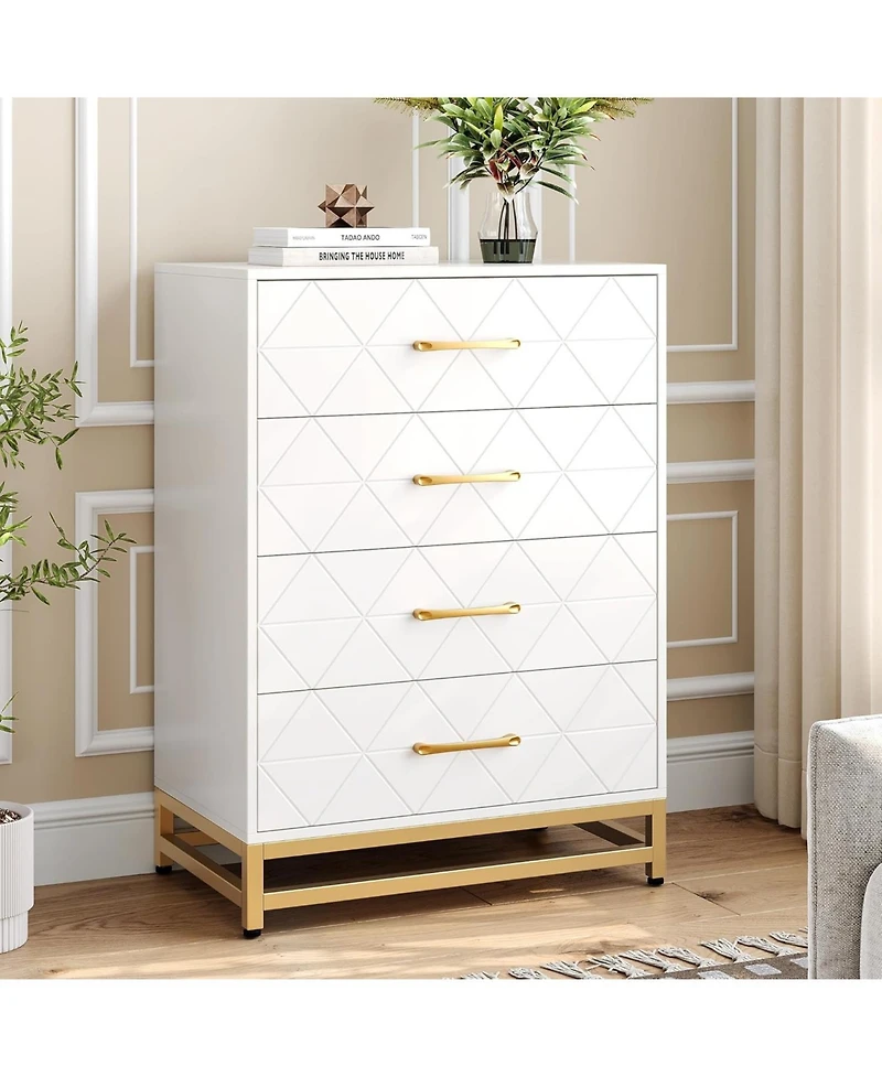 Gaomon Dresser for Bedroom with 4 Drawer, Modern Dressers Chest of Drawers, with Wide Drawers and Metal Handles