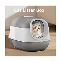 Aostirmotor Modern Enclosed Cat Litter Box in Grey
