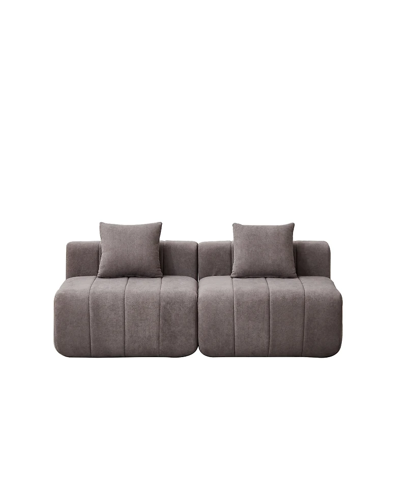 Streamdale Furniture Chenille Sectional Sofa with 2 Pillows, Symmetrical Modular for Living Room/Office