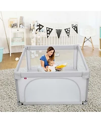 Costway Baby Playpen Infant Large Safety Play Center Yard with 50 Ocean Balls Light