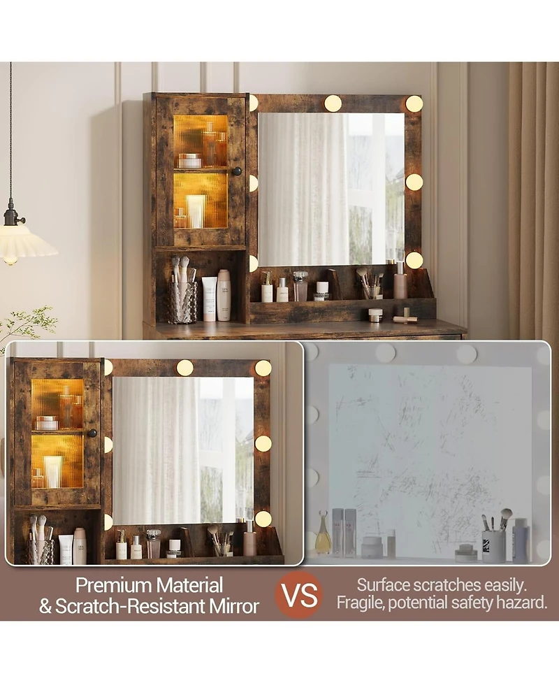 Gaomon Led Lighted Vanity Desk with Built-in Power & Usb Charging Ports