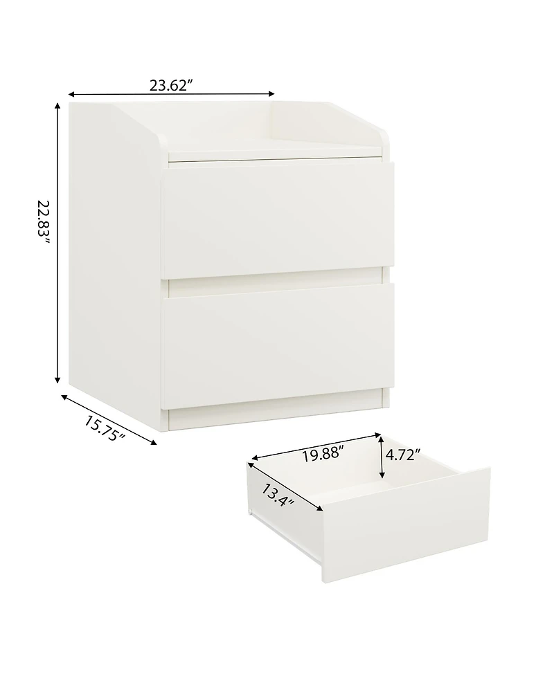 Gaomon Modern Handle-Free 2-Drawer Nightstand with Storage for Bedroom or Office
