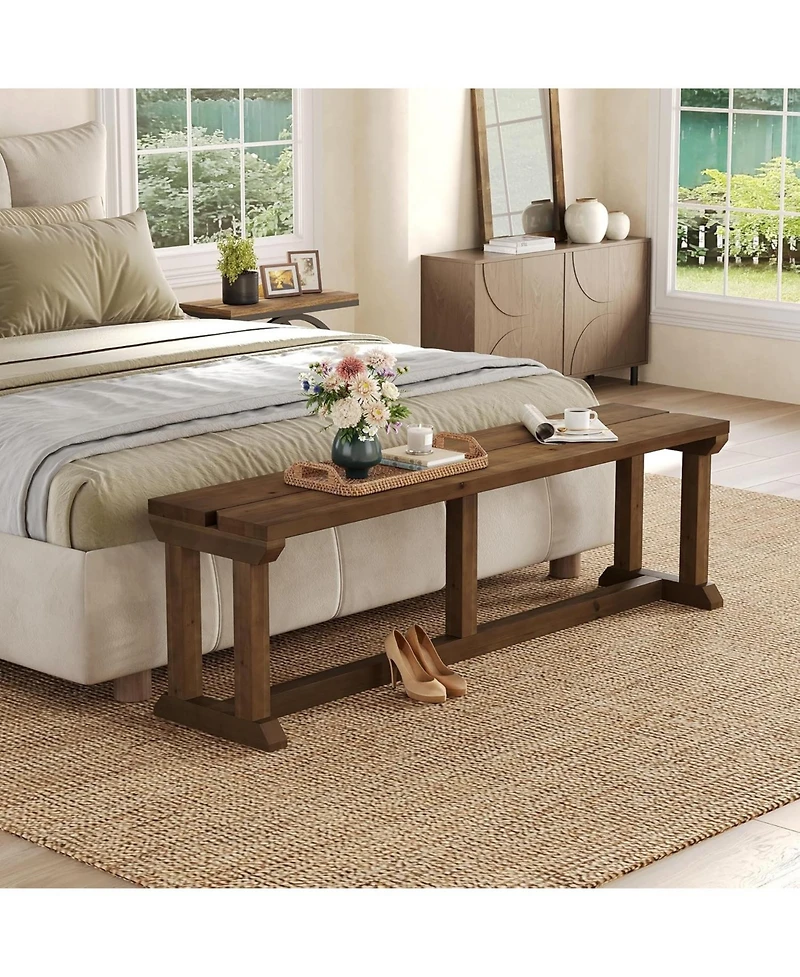 Tribesigns 59" Farmhouse Entryway Bench, Bed Seat