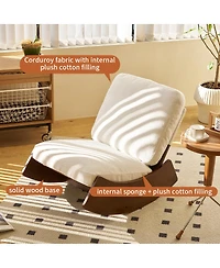 Flynama Corduroy Retro Striped Glider Rocking Chair Solid Wood Frame Accent Reading Chair for Bedroom Living Room Nursery