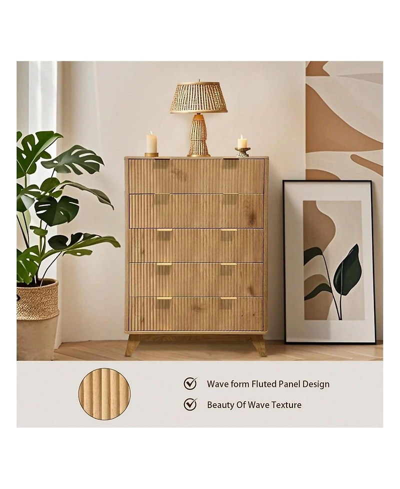 gaomon Tall 5-Drawer Wood Dresser