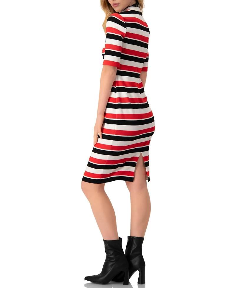 Ivonne Women's Striped Fitted Midi Dress