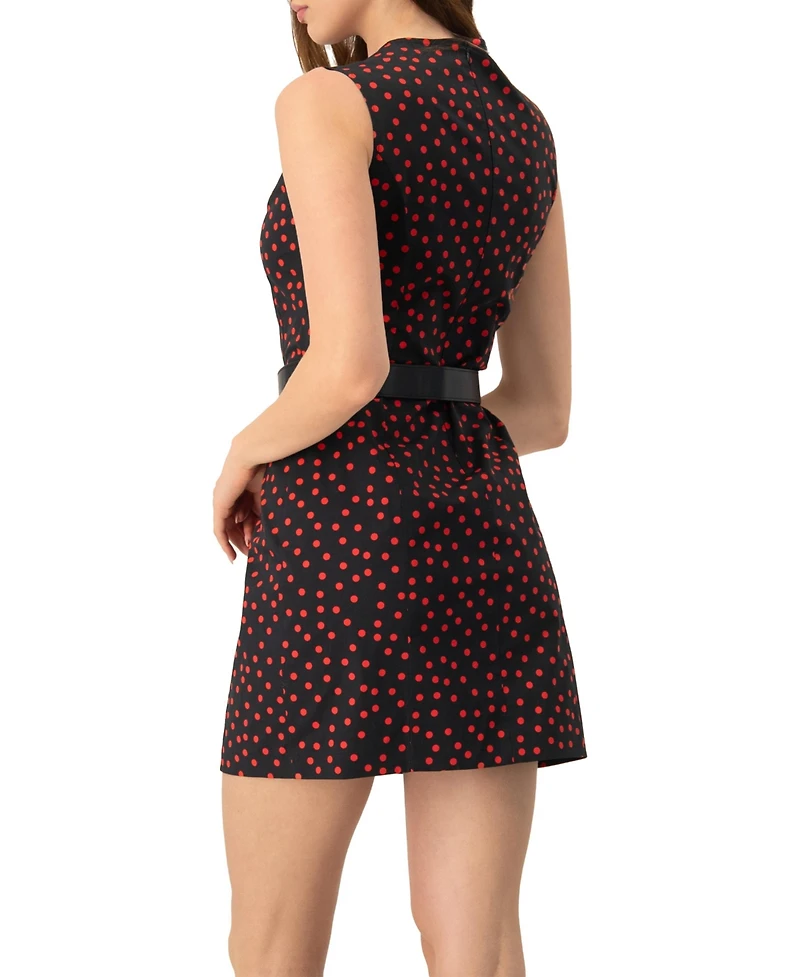 Ivonne Women's Sleeveless Polka Dot Shift Dress