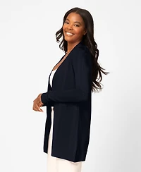 Melissa Paige Petite Pointelle Open-Front Long Cardigan
