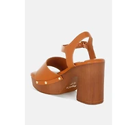 Sawor Recycled Leather High Block Sandals Women