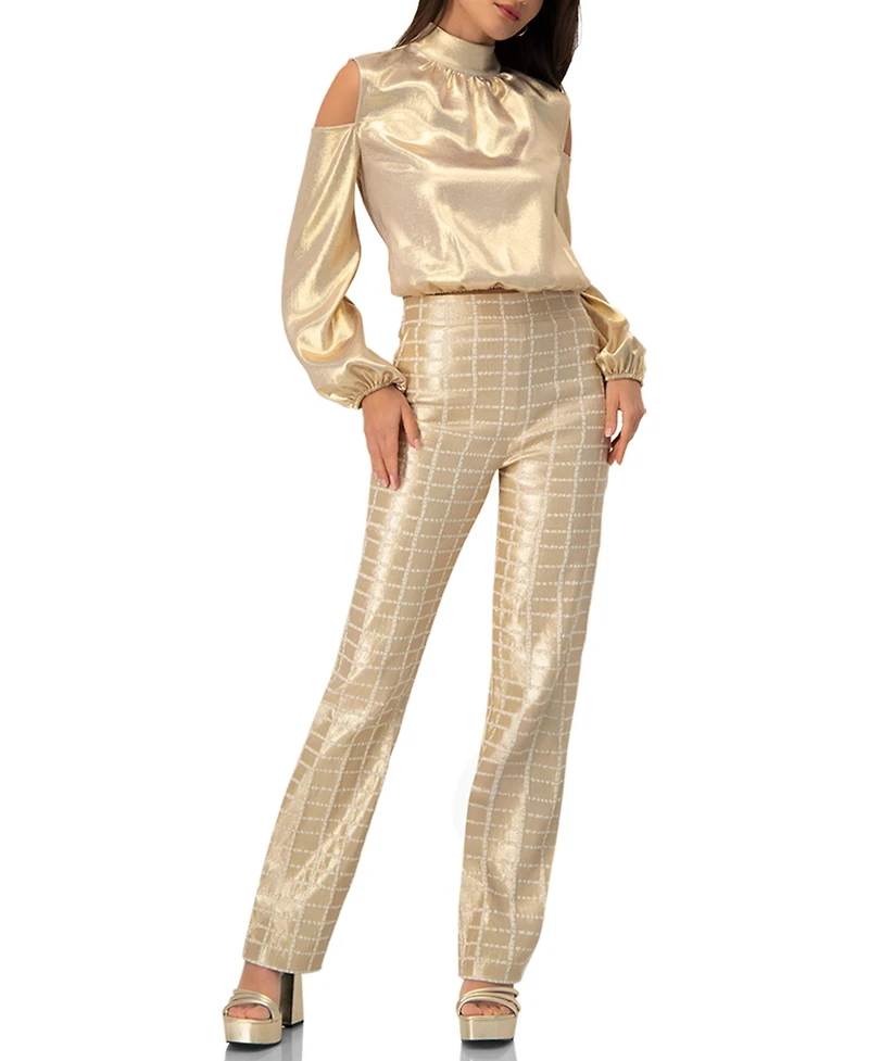 Ivonne Women's Cold-Shoulder Blouse with Back Bow Tops