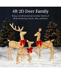 Best Choice Products 4ft 3-Piece Lighted 2D Christmas Deer Set Outdoor Yard Decoration w/ 175 Led Lights, Stakes