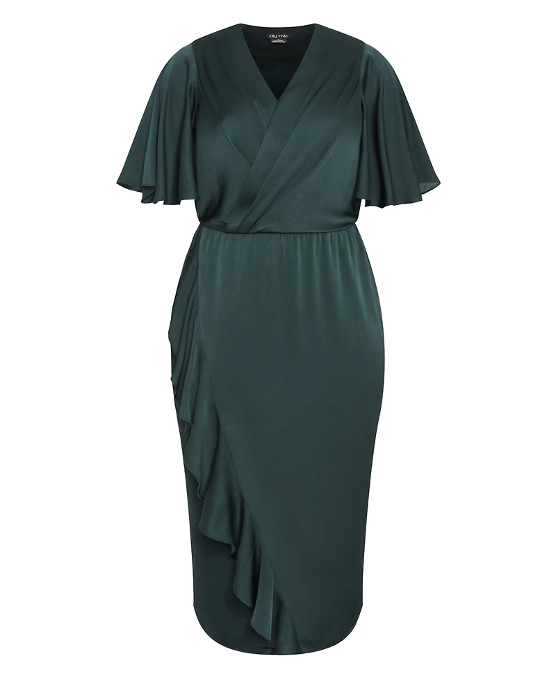 City Chic Women's Plus Soft Ruffle Dress