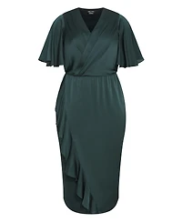 City Chic Women's Plus Soft Ruffle Dress