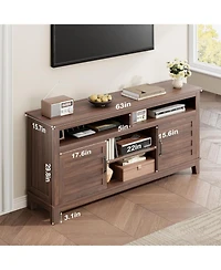 gaomon Tv Stand for 63 in, Entertainment Center with Adjustable Shelves, Farmhouse Cabinet Doors
