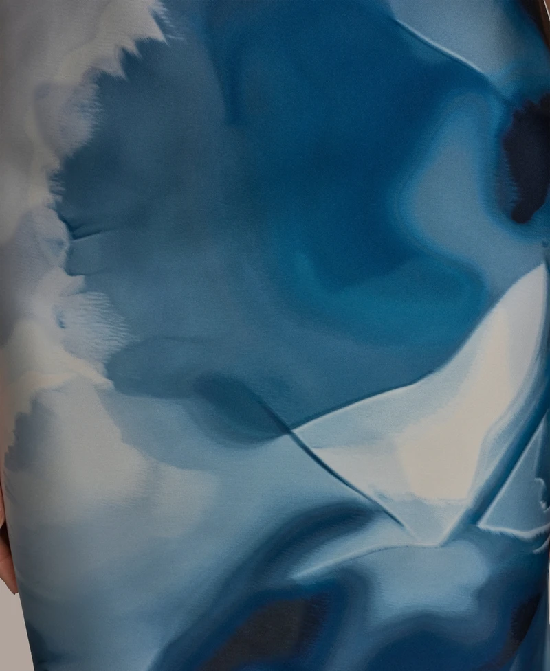 Donna Karan New York Women's Cowl Neck Floral Gown