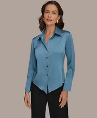 Donna Karan New York Women's Collared Long-Sleeve Blouse