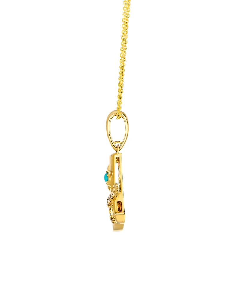 Le Vian Turquoise (3/100 ct. t.w.) & Nude Diamond (7/100 ct. t.w.) Pendant Necklace in 14k Honey Gold