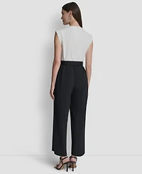 Dkny Women's Surplice Neck Straight Ankle Jumpsuit