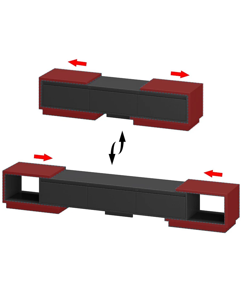 Tv stand with three drawers and two cabinet doors, media console with metal feet, wooden entertainment center