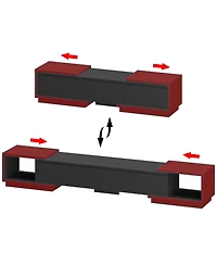 Tv stand with three drawers and two cabinet doors, media console with metal feet, wooden entertainment center