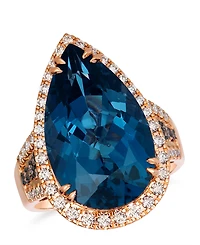 Le Vian Blue Topaz (11-1/2 ct. t.w.), Nude (0.55 ct. t.w.) & Chocolate (0.21 ct. t.w.) Diamond Ring in 14k Strawberry Gold