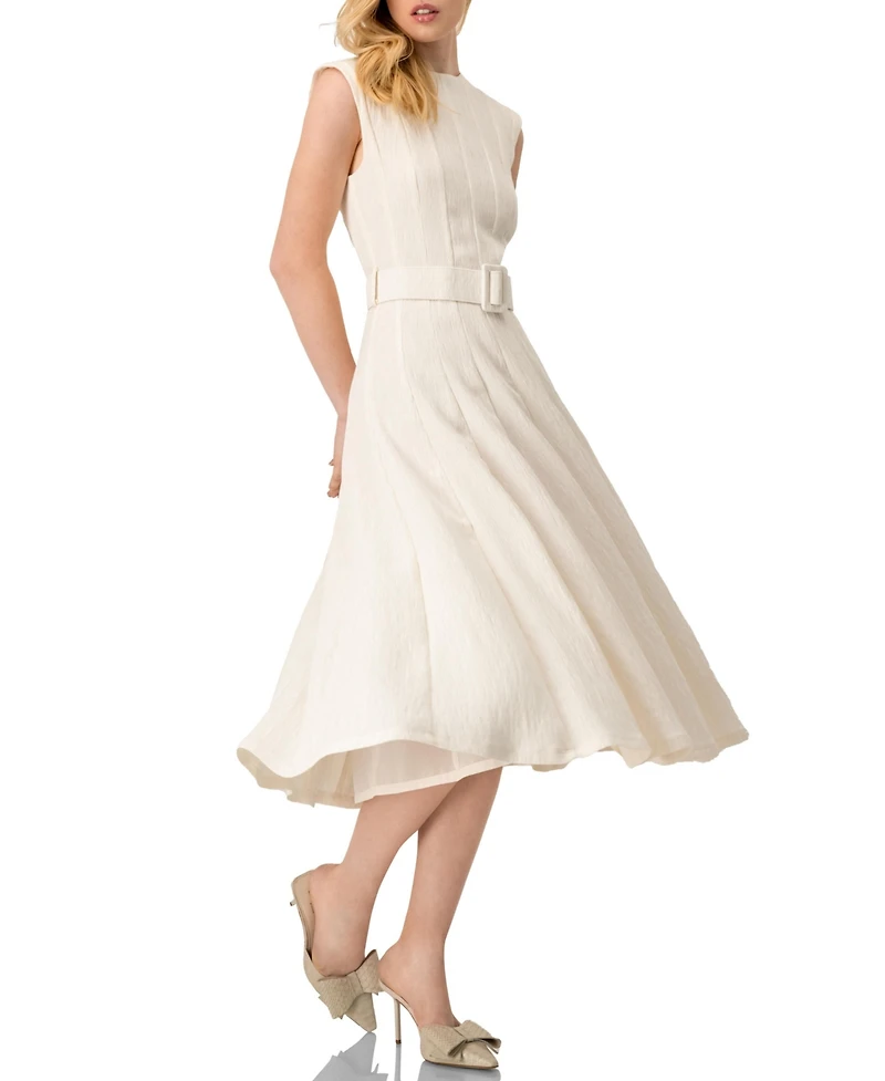 Ivonne Women's Sleeveless Midi Dress with Belt