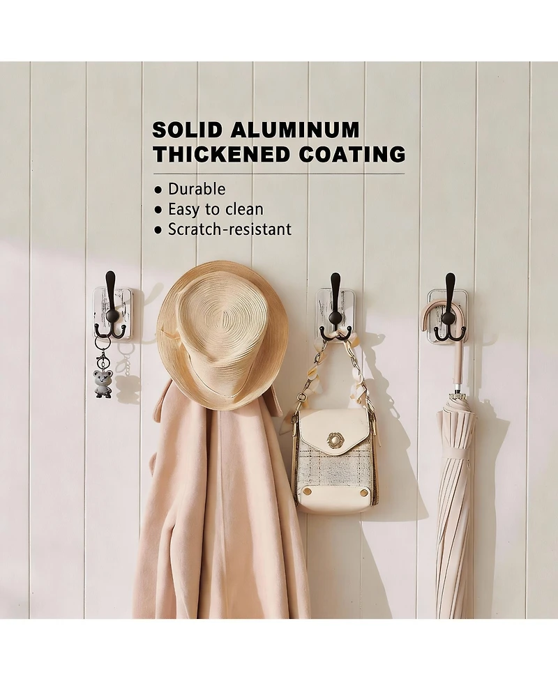 Yigii 4 Pack Rustic Iron Hooks, Heavy Duty, Adhesive & Drill Mount, Farmhouse Decor