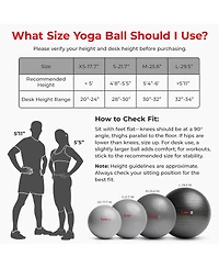 Sunny Health & Fitness Premium Yoga Ball Extra Small 45CM Anti-Burst Exercise Ball for Workouts, Pregnancy, Physical Therapy, Stability Ball Chair Fit