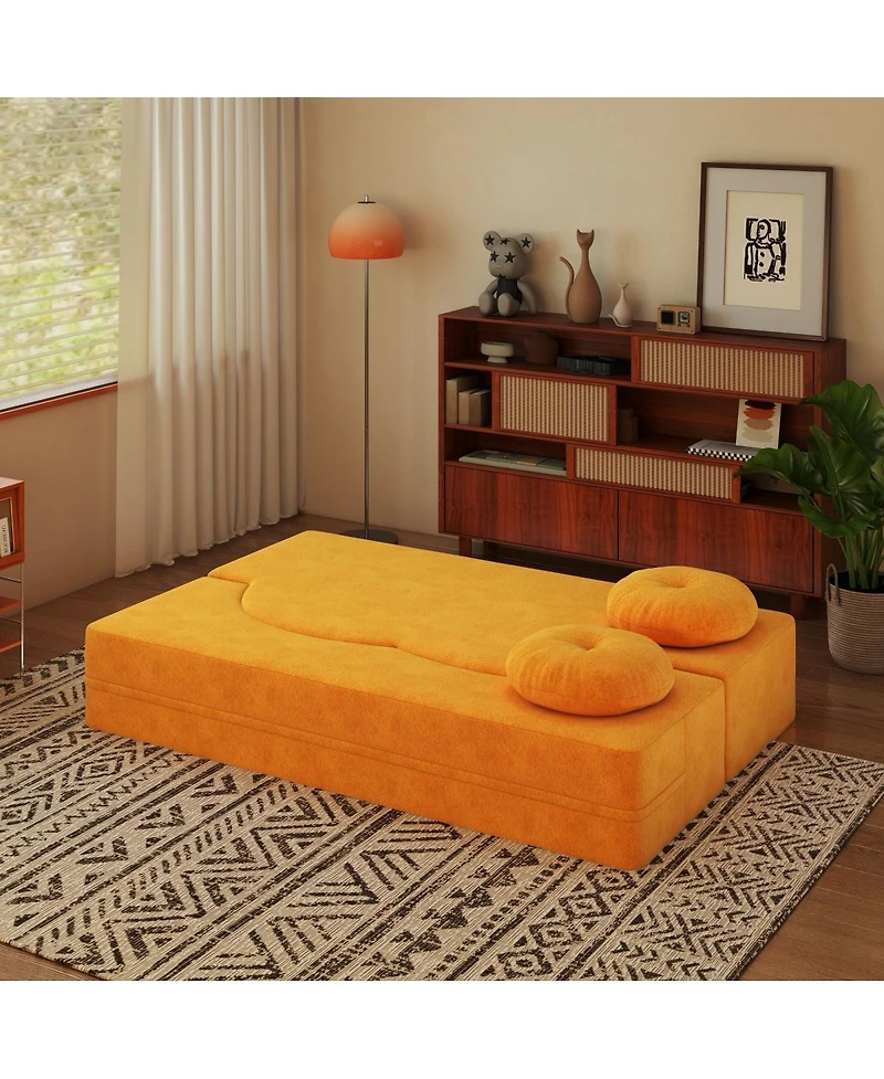 Streamdale Furniture Folding Sofa Bed with Pillow, Twin Sleeper Sofa, Yellow