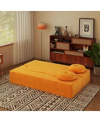 Streamdale Furniture Folding Sofa Bed with Pillow, Twin Sleeper Sofa, Yellow