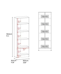 Arizona City Multi-Purpose Cupboard with Five Shelves and Storage Doors for Kitchen and Home, kronos white and kronos blue