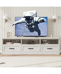 gaomon 70in Tv Stand for TVs up to 80", Mid Century Modern Entertainment Center with Storage Drawer and Open Shelves