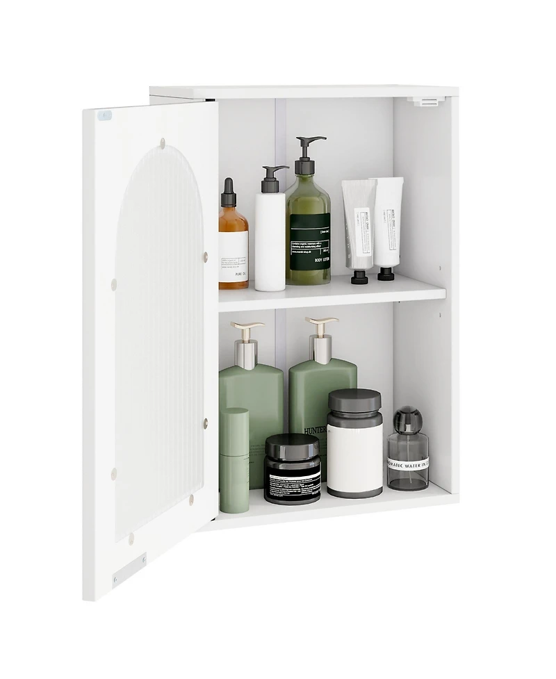 sumyeg Bathroom Wall Storage Cabinet with Tempered Glass Door and Adjustable Shelf