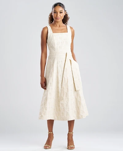 Natori Women's Spiral Embroidered Square Neck Maxi Dress