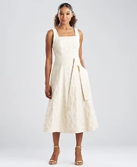 Natori Women's Spiral Embroidered Square Neck Maxi Dress