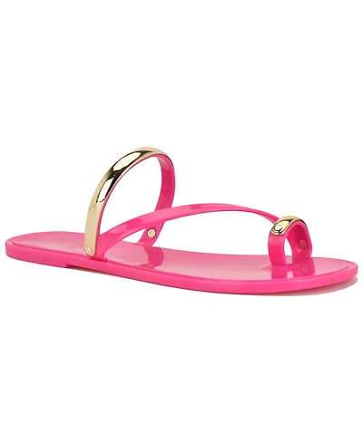 Nine West Women's Seashell Toe Ring Slip-On Flat Sandals