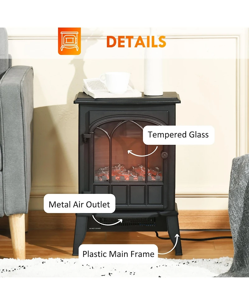 Homcom Electric Fireplace Stove, Freestanding Fireplace Heater