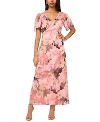 Msk Women's V-Neck Flutter-Sleeve Maxi Dress