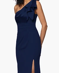 Betsy & Adam Petite Long Satin One Shoulder Ball Gown