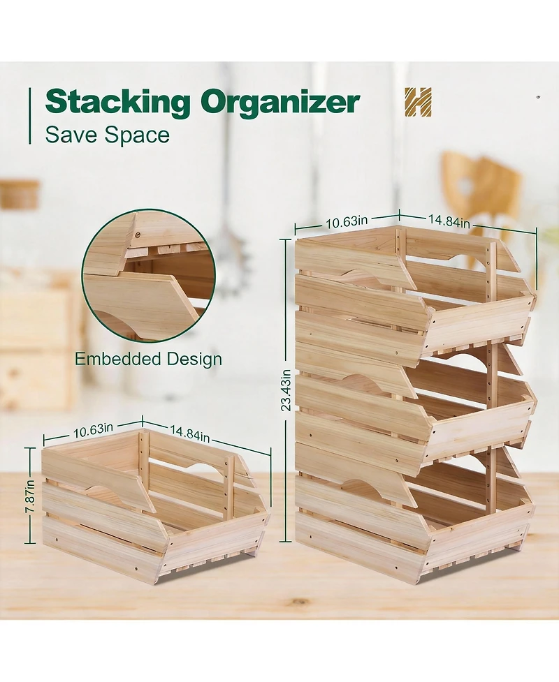 Yigii Wooden Stackable Storage Bins