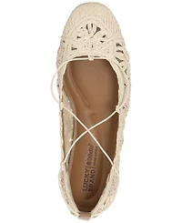 Lucky Brand Women's Tennyr Laced Criss-Cross Strap Raffia Ballet Flats