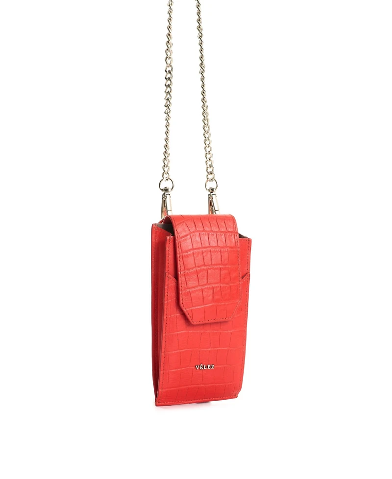 Velez Men's Embossed Leather Phone Holder