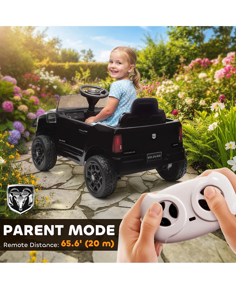 Qaba 12V Licensed Dodge Ram 3500 Kids Ride on Car with Dual Motors