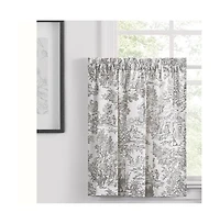 Ellis Curtain 2- Victoria Park Toile Room Darkening Window Rod Pocket Pair Set With 2 Tiers